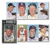 1964 TOPPS GIANTS LOT OF (8) AUTOGRAPHED CARDS INCL. MANTLE (BECKETT MINT 9 AUTO.)
